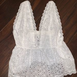 Lace v-neck plunge top